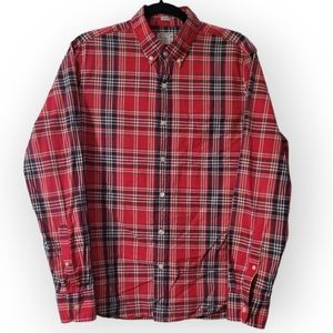 J. Crew Slim Fit Long Sleeve Dress T-Shirt Men's Size Medium Falnnel Shirt Red